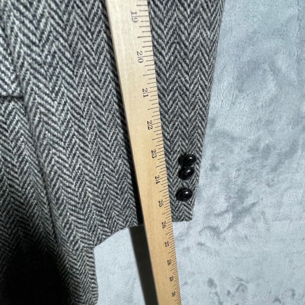 Harris Tweed Mens Grey Herringbone Scottish Wool Blazer Sport Coat 42L USA - Picture 7 of 11